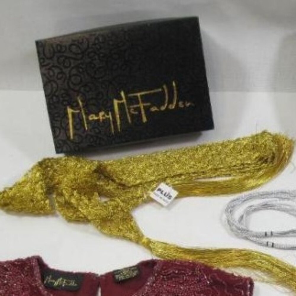 Mary McFadden Woven Metallic Gold Belt with Box Authentic 36" OOAK